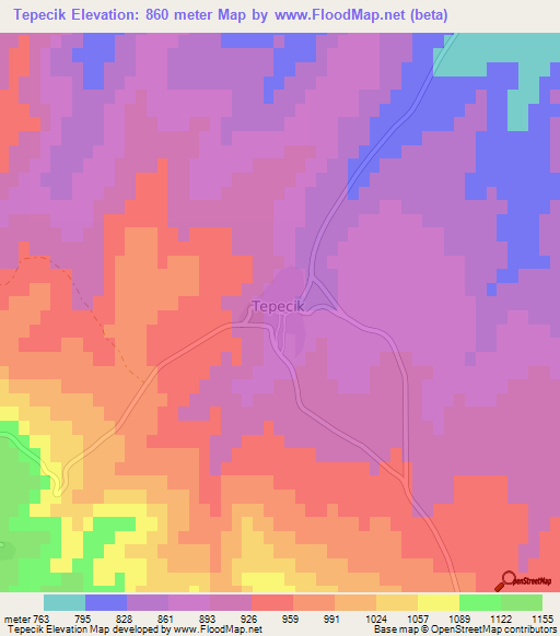 Tepecik,Turkey Elevation Map