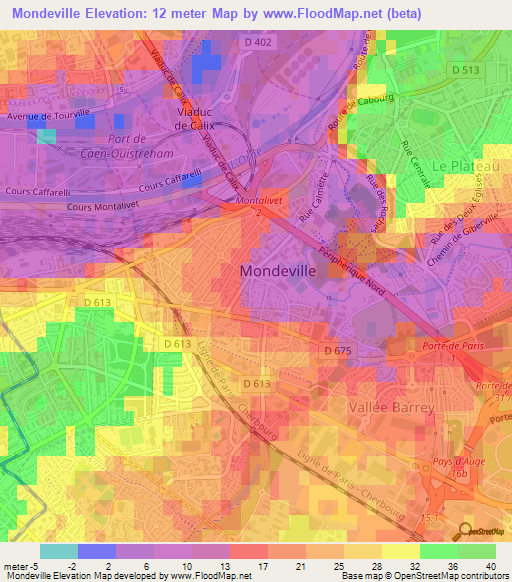 Mondeville,France Elevation Map