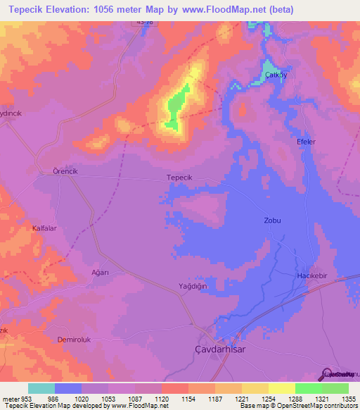 Tepecik,Turkey Elevation Map