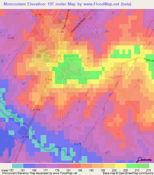 Moncoutant,France Elevation Map