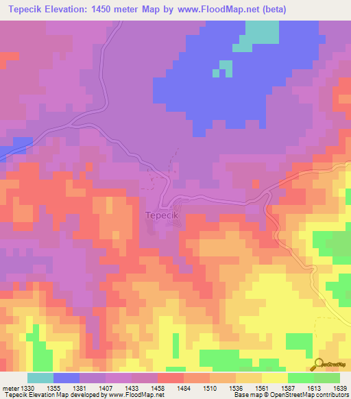 Tepecik,Turkey Elevation Map