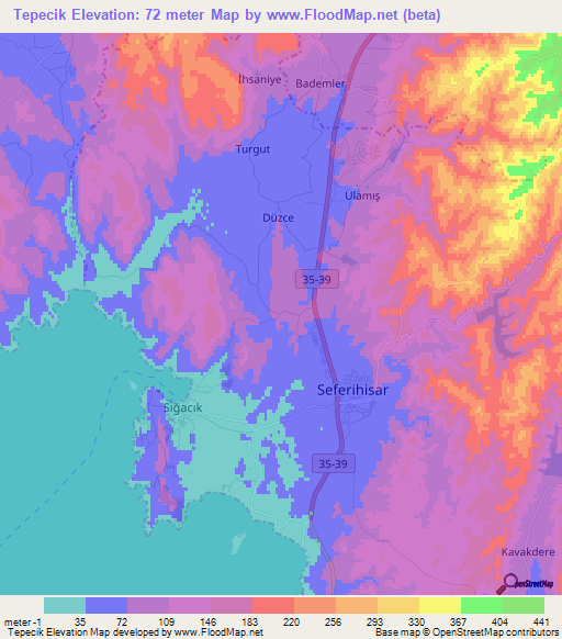 Tepecik,Turkey Elevation Map