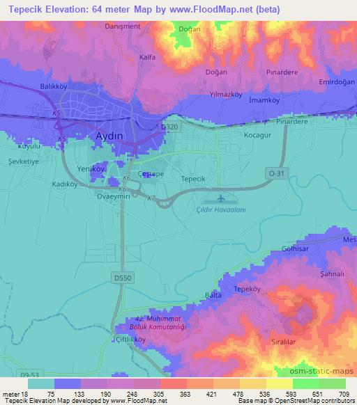 Tepecik,Turkey Elevation Map