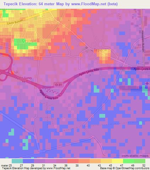 Tepecik,Turkey Elevation Map