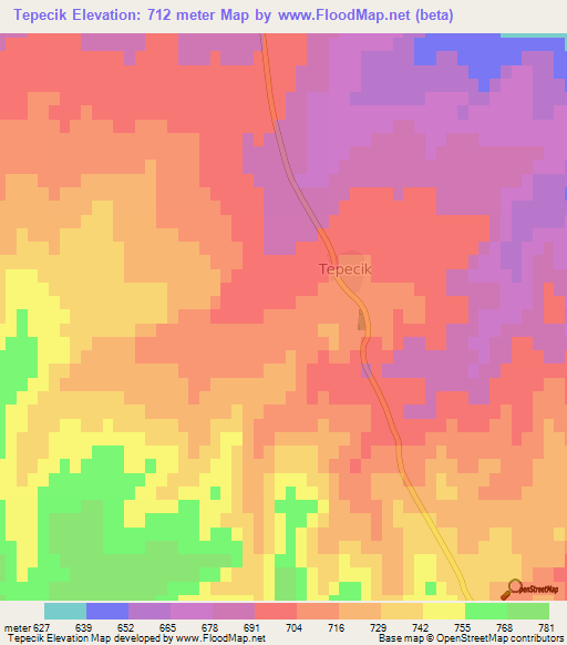 Tepecik,Turkey Elevation Map