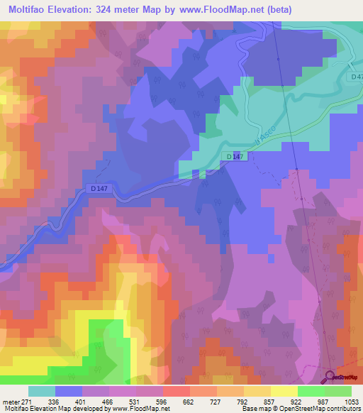 Moltifao,France Elevation Map