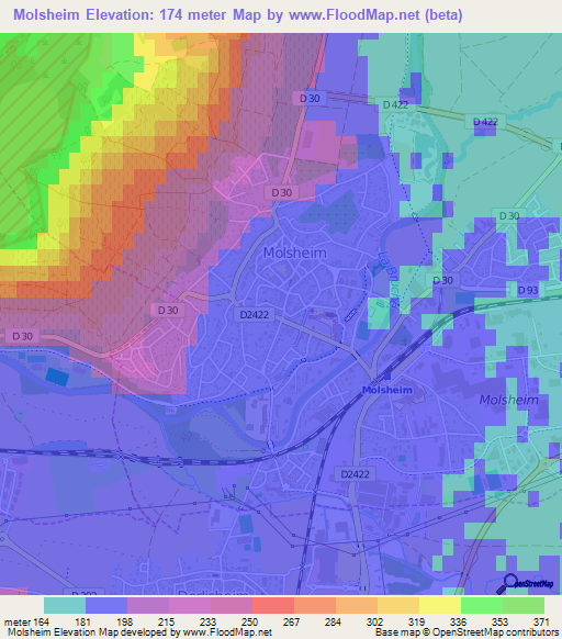 Molsheim,France Elevation Map