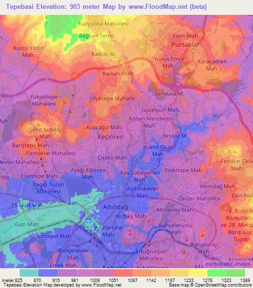 Tepebasi,Turkey Elevation Map