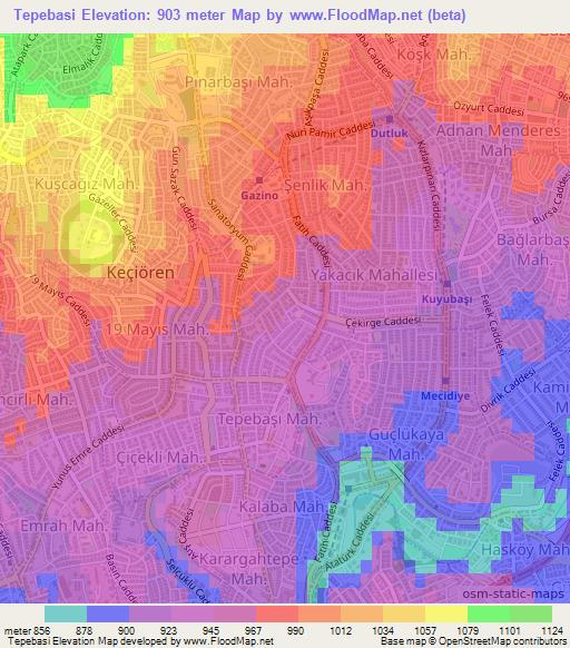 Tepebasi,Turkey Elevation Map