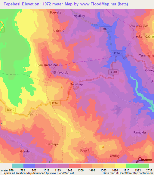 Tepebasi,Turkey Elevation Map