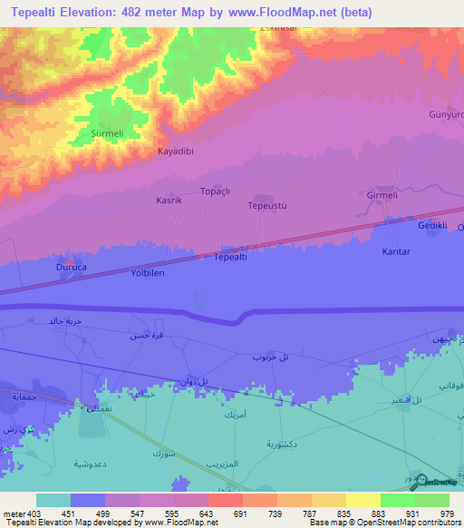 Tepealti,Turkey Elevation Map