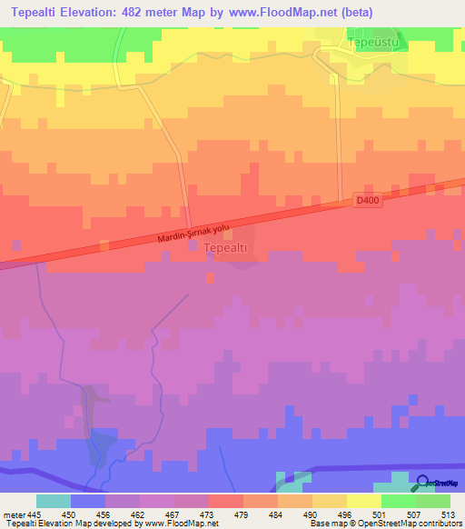 Tepealti,Turkey Elevation Map