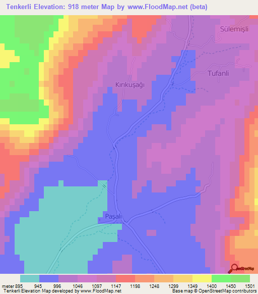 Tenkerli,Turkey Elevation Map