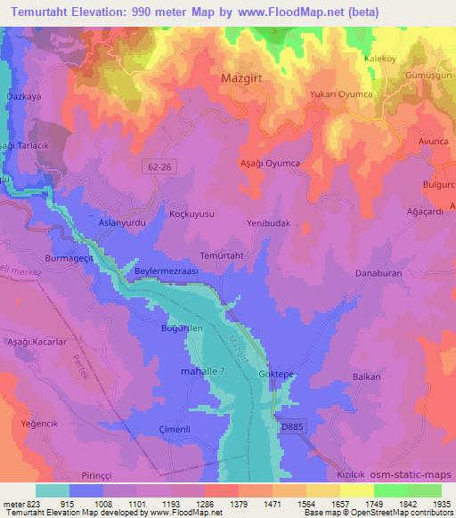 Temurtaht,Turkey Elevation Map