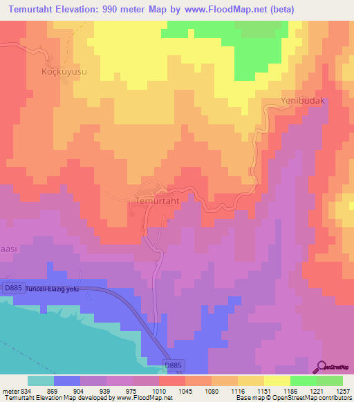 Temurtaht,Turkey Elevation Map