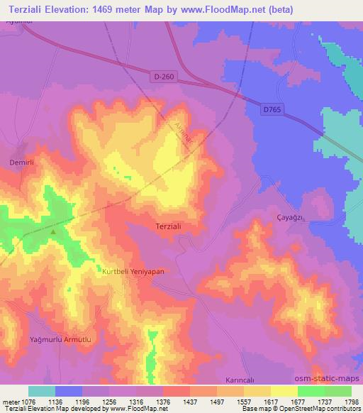 Terziali,Turkey Elevation Map