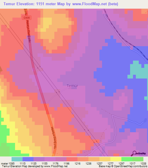 Temur,Turkey Elevation Map