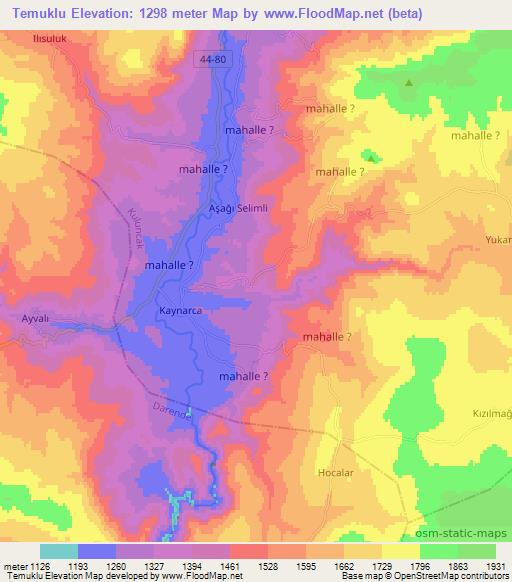 Temuklu,Turkey Elevation Map