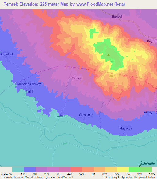 Temrek,Turkey Elevation Map