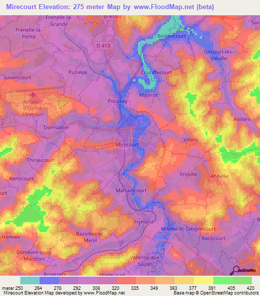 Mirecourt,France Elevation Map