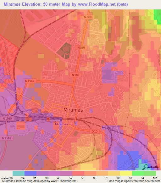 Miramas,France Elevation Map