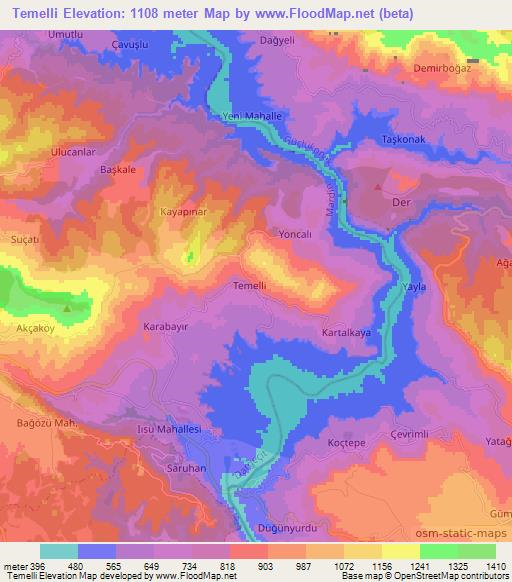 Temelli,Turkey Elevation Map