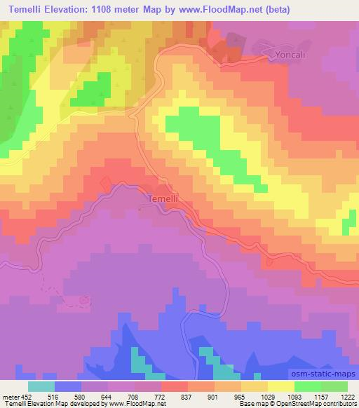 Temelli,Turkey Elevation Map