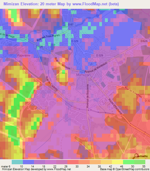 Mimizan,France Elevation Map