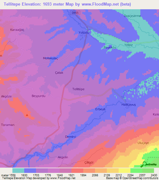 Tellitepe,Turkey Elevation Map