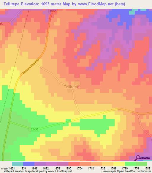 Tellitepe,Turkey Elevation Map