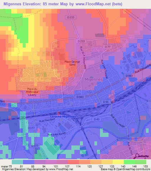 Migennes,France Elevation Map