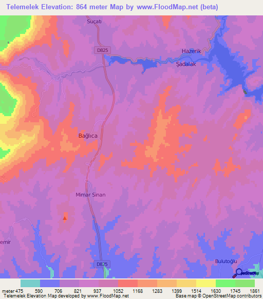 Telemelek,Turkey Elevation Map