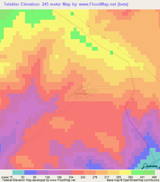 Telekler,Turkey Elevation Map