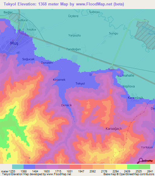 Tekyol,Turkey Elevation Map