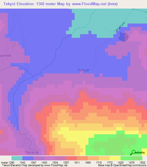 Tekyol,Turkey Elevation Map