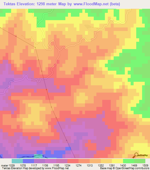 Tektas,Turkey Elevation Map