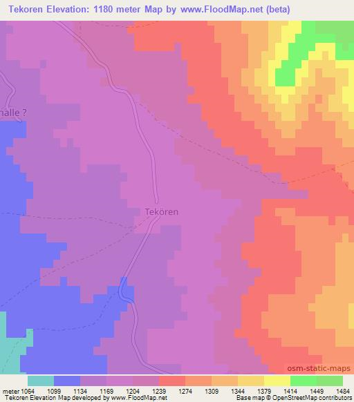 Tekoren,Turkey Elevation Map