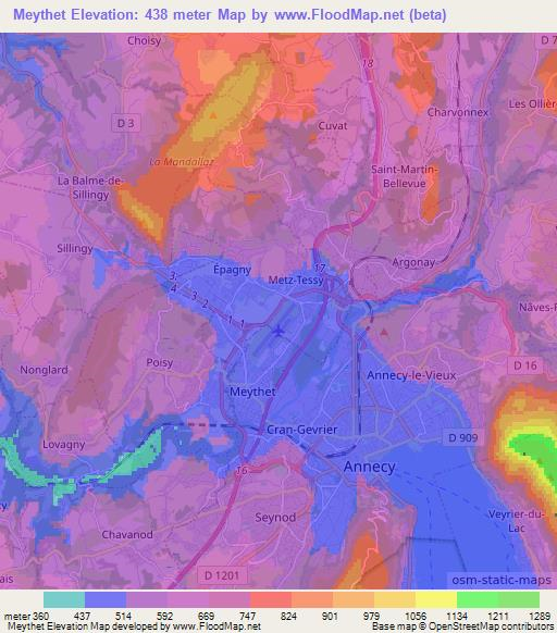 Meythet,France Elevation Map