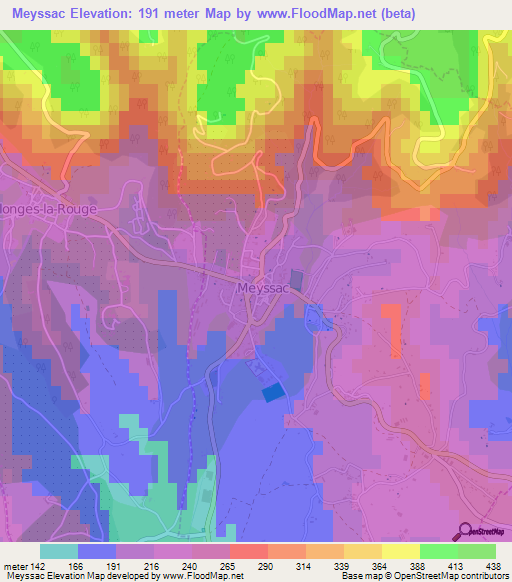 Meyssac,France Elevation Map