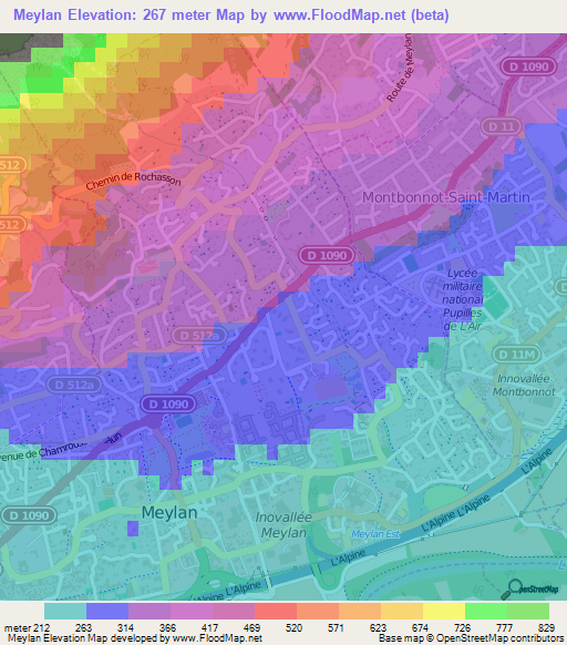 Meylan,France Elevation Map