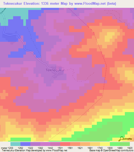 Teknecukur,Turkey Elevation Map