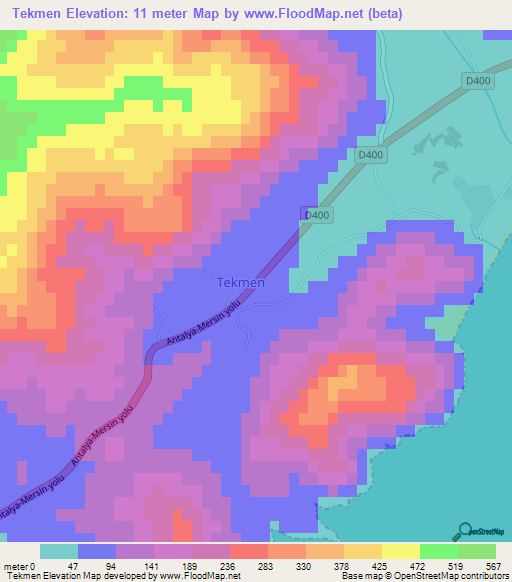 Tekmen,Turkey Elevation Map