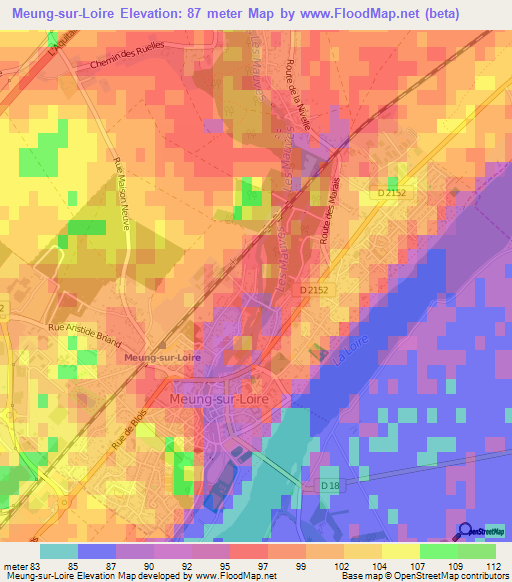Meung-sur-Loire,France Elevation Map
