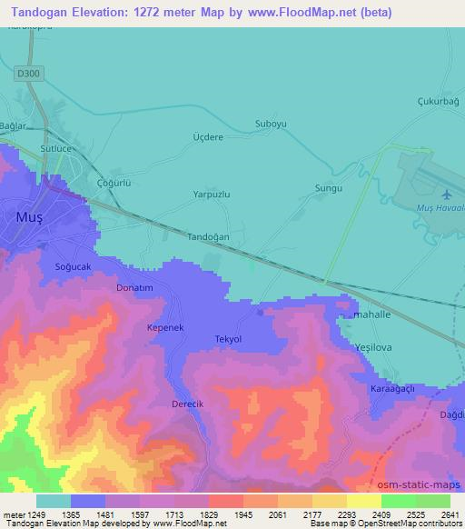 Tandogan,Turkey Elevation Map