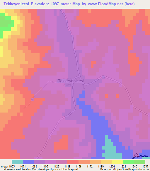 Tekkeyenicesi,Turkey Elevation Map