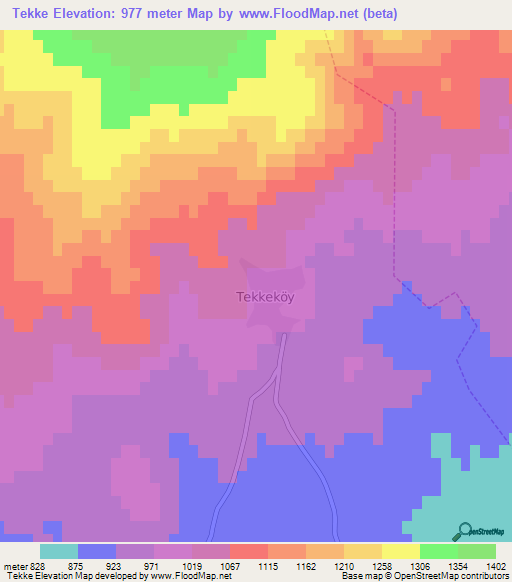 Tekke,Turkey Elevation Map