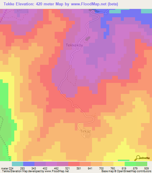 Tekke,Turkey Elevation Map