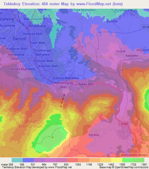 Tekkekoy,Turkey Elevation Map