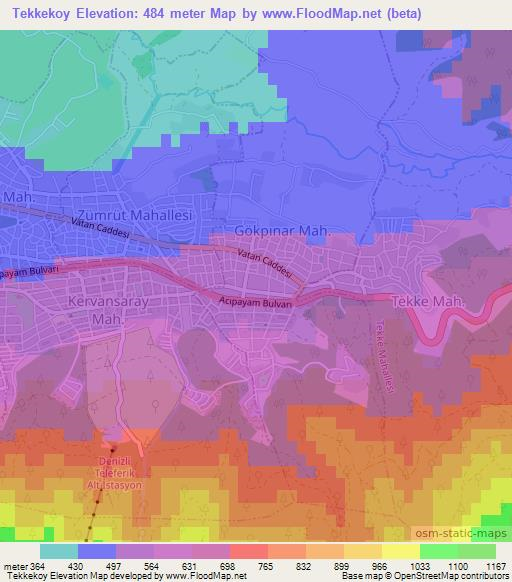 Tekkekoy,Turkey Elevation Map