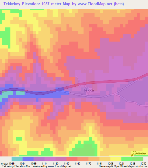 Tekkekoy,Turkey Elevation Map